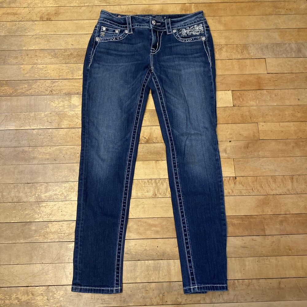 Miss Me Jeans Women’s Size 28x27 Stretch Floral Skinny Low Rise